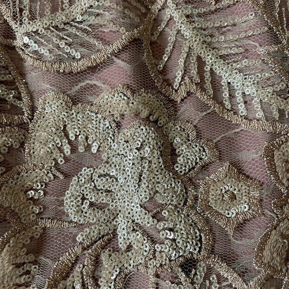 BHLDN Mackenzie Embroidered Dress Size US 6
Metallic Blush Gold Anthropologie - Picture 8 of 9